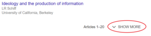Screenshot of the bottom of a publication list on Google Scholar, with "Show More" circled