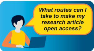 Cartoon author asking "What routes can I take to make my research article open access?" excerpted from flow chart guide