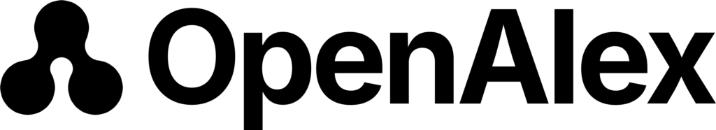 Logo of three connected dots in the shape of an A, alongside the name "OpenAlex"